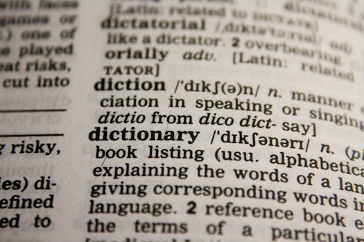 pexels photo 267669 267669 Detailed close-up view of a dictionary page highlighting the word 'dictionary' and its definition.